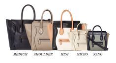 Celine-Luggage-Sizes_Row Celine Bag Luggage, Celine Box Bag, Celine Micro Luggage, Celine Mini Luggage, Celine Box, Celine Nano Luggage, Luggage Sizes