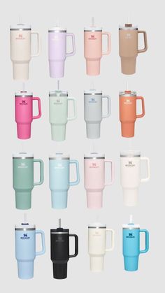 many different colored cups with the words which stanley?