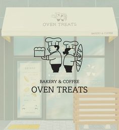 an advertisement for bakery and coffee oven treats