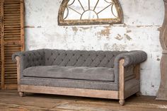 Deconstructed Exposed Wood Frame Sofa Chesterfield - Furniture on Main Chesterfield Couch, Tufted Chesterfield Sofa, Painted Fox Home, Farmhouse Sofa, Couch Design, Park Hill, Parker House, Rolled Arm Sofa, Matching Chairs