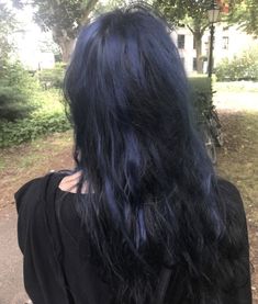 Blue Dye Over Brown Hair, Ghost Hair Dye, Blue Hair With Blue Highlights, Blue Hair Dye Ideas For Brunettes, Hair Colour Ideas Dark, Alternative Hair Dye Ideas, Black With Blue Hair, Blue Aesthetic Hair, Braid Viking Hair