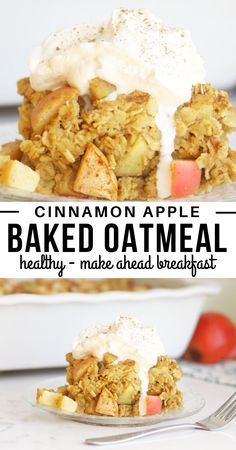 cinnamon apple baked oatmeal on a plate