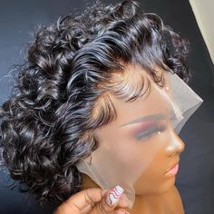 Pixie Cut Wig Short Bob Curly Lace Frontal Human Hair Wig Transparent Front Lace Wig For Women Deep Wave Cheap Human Hair Wig Kręcony Bob, Bob Riccio, Kort Bob, Style Bob, Cheap Human Hair Wigs, Short Curly Pixie, Curly Lace Frontal, Curly Pixie Cuts, Curly Bob Wigs