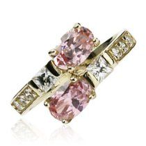 10Kt. Gold Toe Ring With 2-Pink Oval Cubic Zirconia Ankle Bracelets, Steel Jewelry, Piercing Jewelry