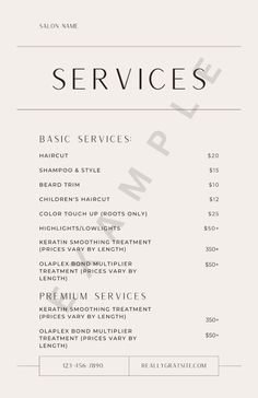 Introducing our salon printable price menu, the perfect solution for beauty professionals looking to showcase their services effectively. This editable price list allows you to customize your beauty price lists to fit your unique business needs effortlessly. With our user-friendly Canva template, you can create a stunning menu printable price that captures your brand's identity. The salon price guide is designed to be easily updated, ensuring you always have the most current pricing. An instant download gives you quick access to a well-organized price sheet template, enabling you to start using it right away. Say goodbye to messy price tags and hello to a polished presentation with our customizable price guide, ideal for nails and other beauty services. Upgrade your business today! Casual Hairstyles, Hair Salon Price List, Beauty Salon Price List, Salon Price List, Price List Template, Menu Printable, Sheet Template, Unique Business, Beauty Services