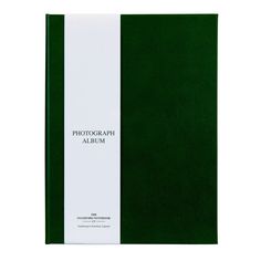 a green and white book with the words photography album on it's front cover