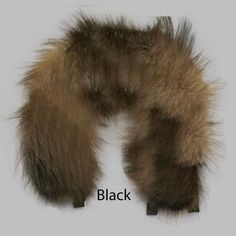 an animal fur collar is shown with the words black in front of it and below