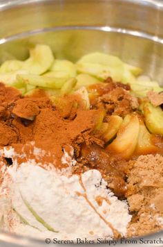 the food is mixed together and ready to be put in the oven for baking or cooking