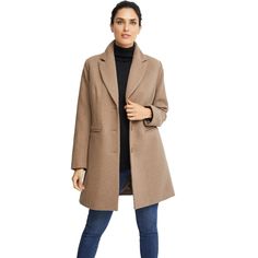 The menswear-inspired silhouette of this coat makes it a timeless investment. Features a shawl collar with a notched lapel, single breasted 2 button closure, front seams & back vent. Scandinavian Lifestyle, Faux Coat, Long Overcoat, Plus Size Winter, Long Sleeve Outerwear, Dark Taupe, Plus Size Coats, Plus Size Clothing For Women, Wool Blend Coat