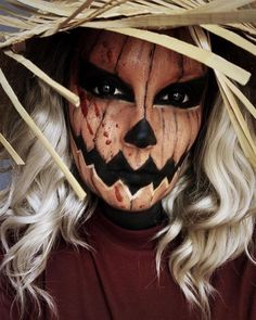 Scary Pumpkin Head Costume, Halloween Face Painting Ideas For Adults, Sfx Costume Ideas, Womens Halloween Costume Scary, Adult Halloween Face Paint Ideas, Halloween Costumes Diy Scary, Creative Halloween Makeup Looks Scary, Diy Halloween Costumes Scary, Spooky Face Paint