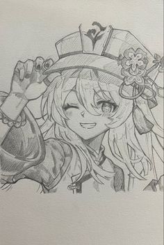 a drawing of a girl in a top hat