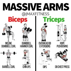 a poster showing how to do the same exercises with dumbbells and biceps