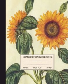 the composition notebook features an image of a sunflower