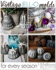 vintage jell molds for every season using tin cans and other metal objects to decorate them