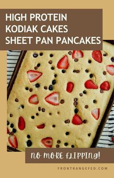 sheetpan pancakes made with high protein kodiak cakes pancake mix Protein Sheet Pan Pancakes, Kodiak Protein Pancakes, Kodiak Pancakes, Sheet Pan Pancakes, Pan Pancakes, Light And Fluffy Pancakes, High Protein Pancakes, Protein Pancake Mix, High Protein Breakfast Recipes