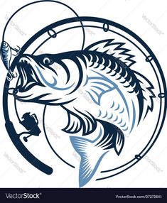 a fish jumping out of the water with a hook in it's mouth and fishing rod