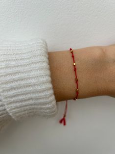 Red String Bracelet. 24k Gold Vermeil Red String Bracelet . Beaded Red Silk Cord Bracelet. Friendship Bracelet. Adjustable. - Etsy Cyprus Friendship Bracelet Adjustable, Silk Cord Bracelet, Red String Of Fate, Number Seven, Red Beaded Bracelet, Bracelets With Meaning, Red String Bracelet, Mountain River, Bracelet Friendship