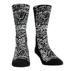 Add some San Antonio Spurs pep to your step when you rock these Graffiti crew socks from Rock Em Socks. They offer a padded sole, breathable construction and form-fit band to keep your piggies comfortable and fresh. On top of that, the vibrant San Antonio Spurs graphics with a graffiti-inspired twist let everyone know you're a stylish yet spirited fan. Gean Edwards Socks, Acdc Socks, Rick Fox, Belted Blazer, Milwaukee Bucks, San Antonio Spurs, Slipper Socks, Dress Socks, You Rock