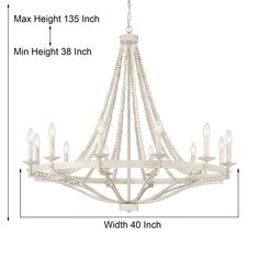 the chandelier is shown with measurements