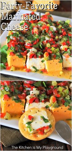 Platter of Marinated Cheese Cheese Party Food, Marinated Cheese Appetizer Southern Living, Marinated Cheese Dip, Marinated Cheese Recipe, Marinated Cheese Appetizer 12 Tomatoes, Marinated Cheese Cubes, Marinated Cheese Appetizer, Southern Appetizers, Italian Appetizers Easy