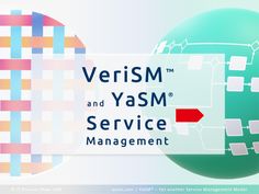 the words verism and yasm service management are displayed in front of an abstract background