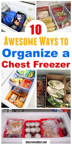 an organized refrigerator freezer filled with fresh food and storage bins full of items