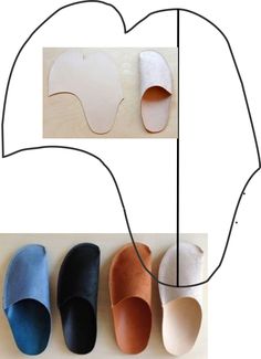 four different types of slippers are shown