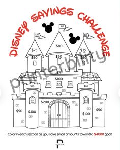 disney savings challenge poster with castle