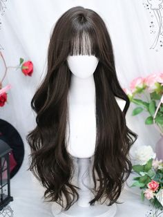 The price is for a wig only, others are not included. Garment Size SizeFree SizeHair Length67-70 Pelo Aesthetic, Brown Hair Wigs, Long Hair Wavy, Hair Stages, Air Bangs, Hair Color Chocolate, Hair Inspiration Long, Long Hair Wigs