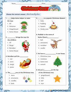 christmas worksheet with pictures and words to help students learn the english speaking skills