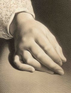 a drawing of a person's hand resting on a table