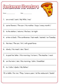 sentence structure worksheet for kids