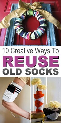 the cover of creative ways to reuse old socks, with pictures of different items