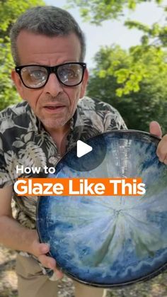 a man holding up a plate with the words how to glaze like this