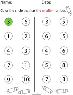 a printable worksheet for numbers 1 - 10 with an image of the same number