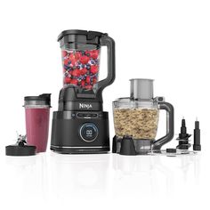 the ninja blender is full of berries and other ingredients