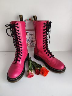 I have a selection of more than 500 pair of RARE, VINTAGE Dr Martens boots. Please visit my SHOP to check out my other DOCs. I will be listing new ones every day.  Condition: 8/10, good condition Let me know in case you have any questions Pink High Ankle Mid-calf Winter Boots, Winter Pink Mid-calf High Ankle Boots, Pink Round Toe Lace-up Boots For Winter, Pink High-top Lace-up Boots For Winter, Pink High-top Lace-up Boots For Spring, Pink High-top Combat Boots For Winter, Winter Pink High-top Combat Boots, Pink Leather Mid-calf Boots With Round Toe, Pink Round Toe Lace-up Boots For Fall