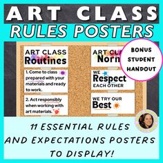 an art class poster with the words rules posters