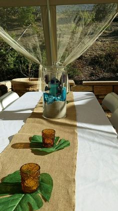 the table is set with place settings for two