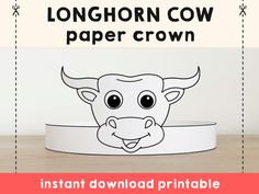 the longhorn cow paper crown is ready to be cut out and put on display