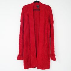 Lauren Ralph Lauren Women's Red Cable Knit Chunky Cardigan Sweater. * Tracking Included * Sourced From The Reuse Sector. Size - Extra Large - Top To Bottom: 38 Inches - Shoulder To Shoulder: 27 Inches - Shoulder To Sleeve: 23 Inches - Pit To Pit: 23 Inches Suggestions - Cozy - Spring, Fall & Winter Item Condition Please Understand That Since These Items Are Vintage And/Or Recycled, They May In Fact Show A Little Sign Of Wear, Aging, Or Slight Discoloration. If We List Something As New Old Stock Chunky Cardigan Sweater, Chunky Sweater Cardigan, Chunky Cardigan, Ralph Lauren Sweater, Ralph Lauren Womens, Lauren Ralph Lauren, Cardigan Sweater, Lady In Red, Cable Knit