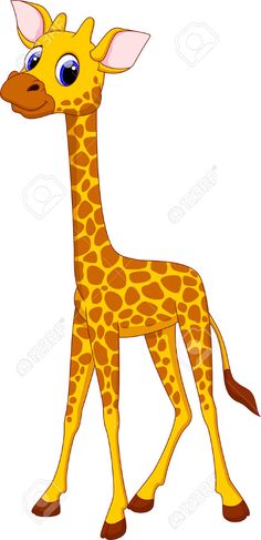 a cartoon giraffe with big eyes and brown spots on it's face