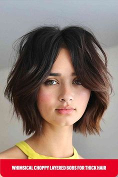 Reshaped Choppy Layered Bob for Thick Short Hair Neck Length Hair Cuts, Corte Shaggy, Neck Length Hair, Short Hair Highlights, Mom Cut