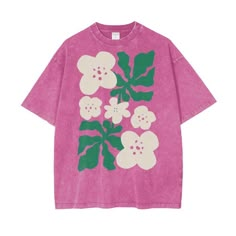 Flower T Shirt Design, Printed Tshirt Designs, How To Style Graphic Tees, T-shirt Designs, Flower Tshirts, Oversized Tshirt Women, Abstract Tshirt Design, Trendy T Shirt Designs, Tshirt Trends