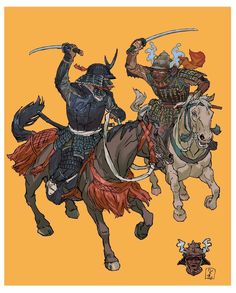 an image of two knights on horses with swords in their hands, one riding the other