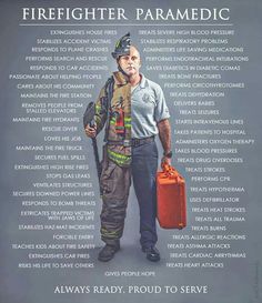 a firefighter is standing in front of a poster