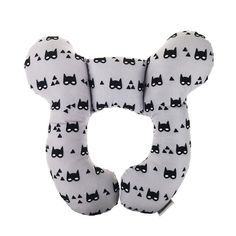 a black and white cat print neck pillow