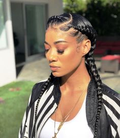 Side Plaits, Plait Braids, French Braids Black Hair, Plaited Hairstyles, 2 Braids Hairstyles, Trendy We Fryzurach, 2 Braids