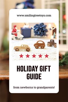 the holiday gift guide for grandparents is on display in front of a christmas tree and presents