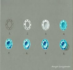 an image of different shapes and sizes of diamonds on a sheet of paper with numbers in the middle